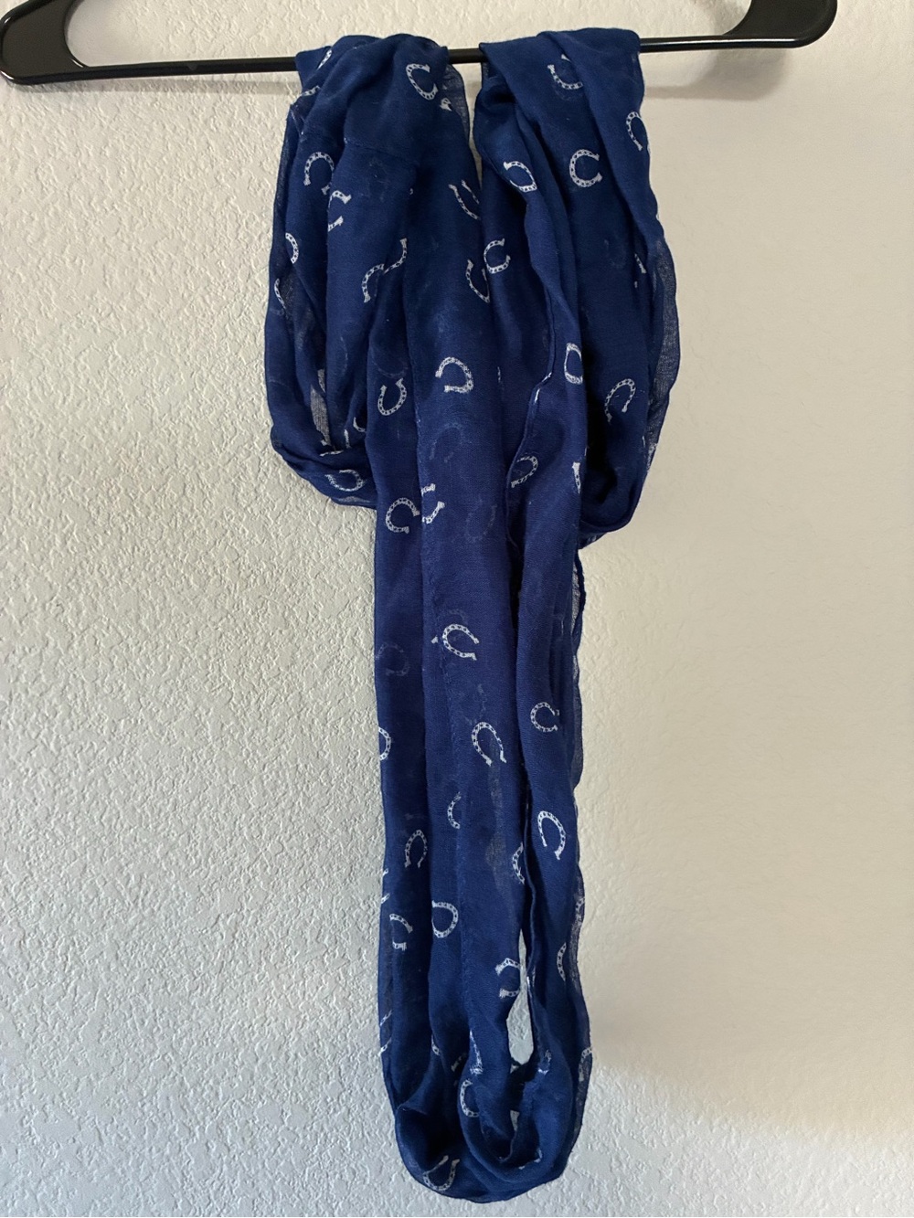 Navy Infinity Scarf with Horseshoes